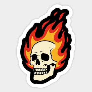 Flaming Skull on Fire Retro Vintage Style Sticker